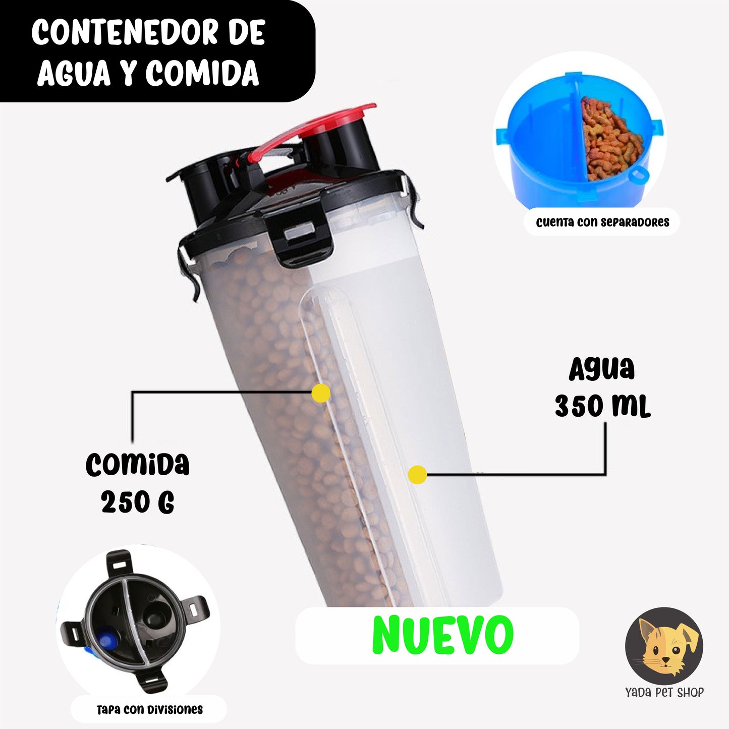 Contenedor de agua y comida