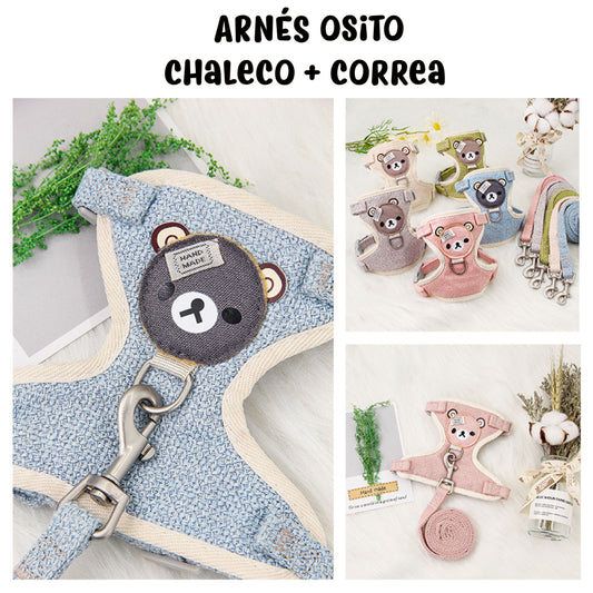 Arnés con Diseño de Osito para Perros Pequeños y Gatos | Comodidad y Estilo